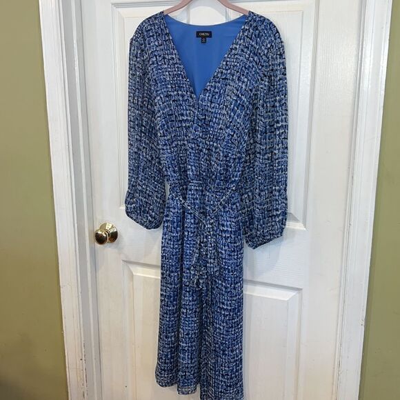 Cheztu Women’s plus size 22 blue geometric print midi dress - Picture 8 of 14